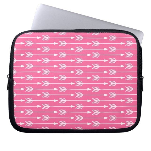 Hot Pink Arrows Pattern Laptop Sleeve (Front)