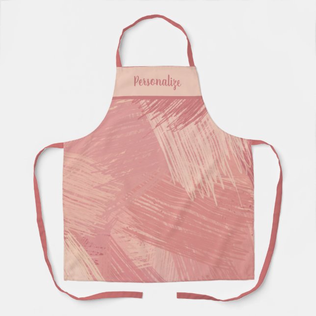 Hot Pink Artist Paint Brush Strokes Personalised Apron (Front)