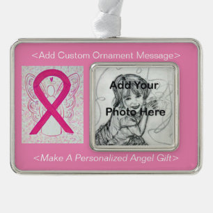 Hot Pink Awareness Ribbon Angel Custom Ornament