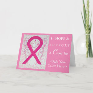 Hot Pink Awareness Ribbon Angel Greeting Cards