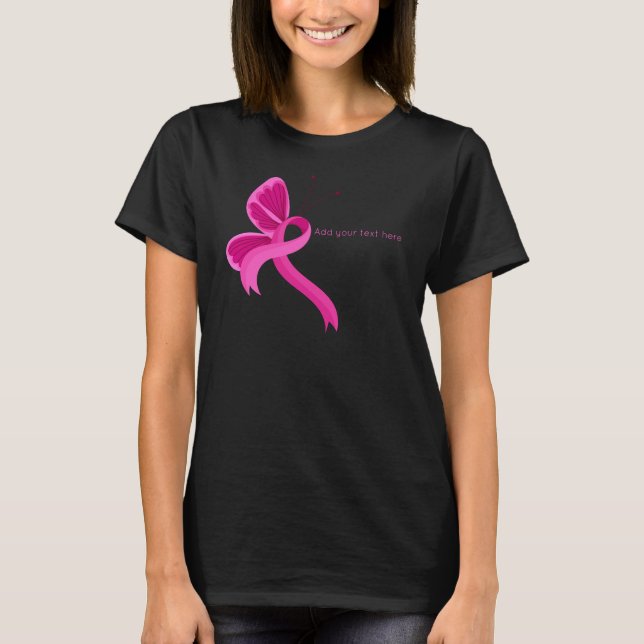 Hot Pink Awareness Ribbon Butterfly T-Shirt (Front)
