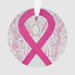 Hot Pink Awareness Ribbon Custom Angel Ornaments