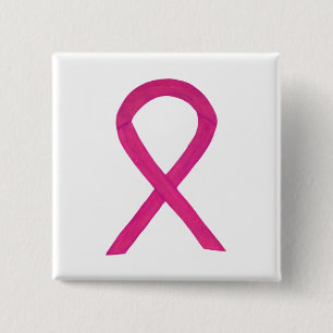 Hot Pink Awareness Ribbon Custom Art Pins