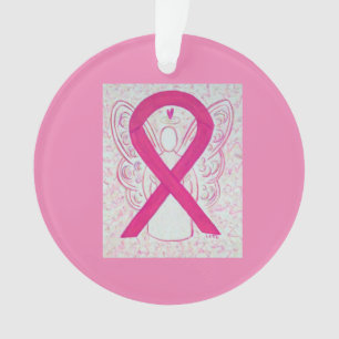 Hot Pink Awareness Ribbon Custom Ornaments
