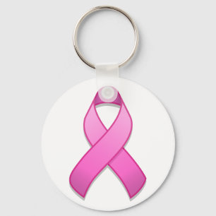 Hot Pink Awareness Ribbon Keychain