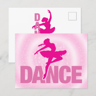 Hot Pink Ballerina Dance Sparkle    Postcard