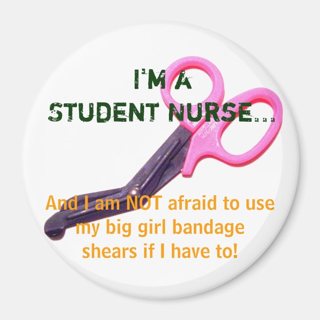 Hot pink bandage shears nursing medical magnet (Front)