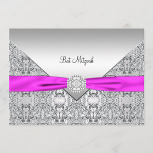 Hot Pink Bat Mitzvah Invitation