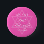 Hot Pink Bat Mitzvah Party Star of David<br><div class="desc">This girly bright pink Bat Mitzvah party button features a minimalist modern typography layout over a Star of David symbol for a Jewish girl. Cute and feminine favour for your teenager.</div>