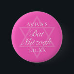 Hot Pink Bat Mitzvah Party Star of David 6 Cm Round Badge<br><div class="desc">This girly bright pink Bat Mitzvah party button features a minimalist modern typography layout over a Star of David symbol for a Jewish girl. Cute and feminine favour for your teenager.</div>