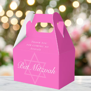 Hot Pink Bat Mitzvah Party Star of David Custom Favour Box