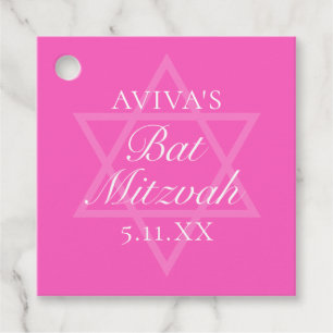 Hot Pink Bat Mitzvah Party Star of David Favour Tags