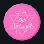 Hot Pink Bat Mitzvah Party Star of David Magnet<br><div class="desc">This girly bright pink Bat Mitzvah party magnet features a minimalist modern typography layout over a Star of David symbol for a Jewish girl. Cute and feminine favour for your teenager.</div>
