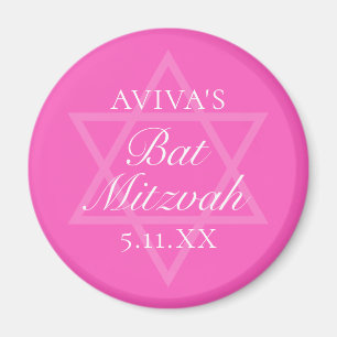 Hot Pink Bat Mitzvah Party Star of David Magnet