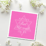 Hot Pink Bat Mitzvah Party Star of David Napkin<br><div class="desc">This girly bright pink Bat Mitzvah party napkin features a minimalist modern typography layout over a Star of David symbol for a Jewish girl. Cute and feminine decor for your teenager.</div>