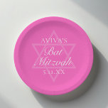 Hot Pink Bat Mitzvah Party Star of David Paper Plate<br><div class="desc">This girly bright pink Bat Mitzvah party paper plate features a minimalist modern typography layout over a Star of David symbol for a Jewish girl. Cute and feminine decor for your teenager.</div>