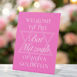 Hot Pink Bat Mitzvah Party Star of David Pedestal Sign<br><div class="desc">This girly bright pink Bat Mitzvah party welcome pedestal sign features a minimalist modern typography layout over a Star of David symbol for a Jewish girl. Cute and feminine decor for your teenager.</div>