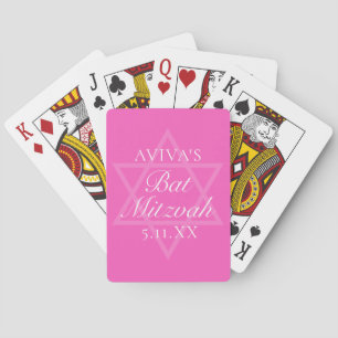Hot Pink Bat Mitzvah Party Star of David Playing Cards