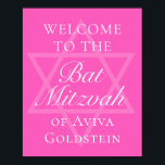 Hot Pink Bat Mitzvah Party Star of David Poster<br><div class="desc">This girly bright pink Bat Mitzvah party welcome poster features a minimalist modern typography layout over a Star of David symbol for a Jewish girl. Cute and feminine decor for your teenager.</div>