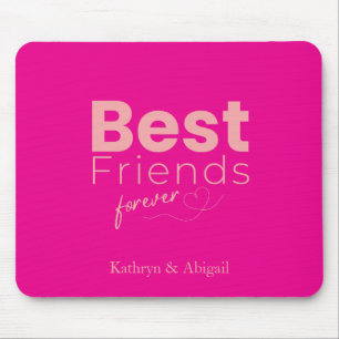 Hot Pink Best Friends Custom Name Mouse Mat
