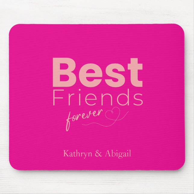 Hot Pink Best Friends Custom Name  Mouse Mat (Front)