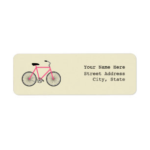Hot Pink Bicycle Address Label