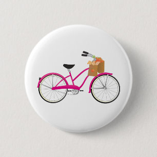 Hot PInk Bicycle with Oranges 6 Cm Round Badge