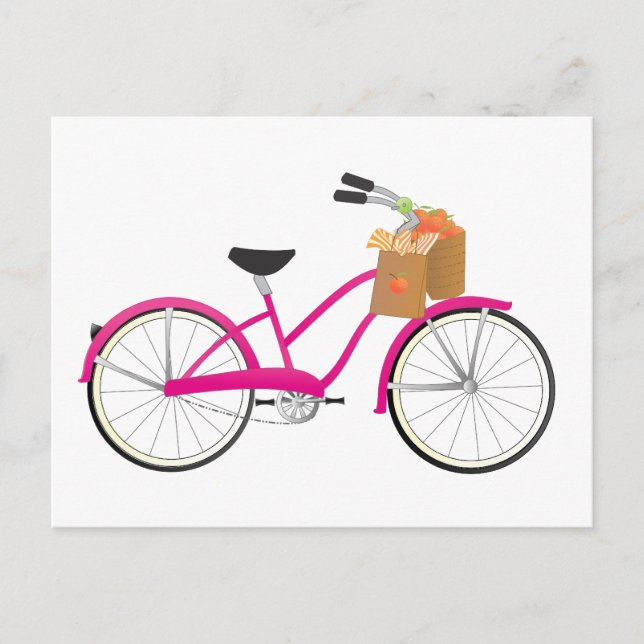 Hot PInk Bicycle with Oranges Postcard (Front)