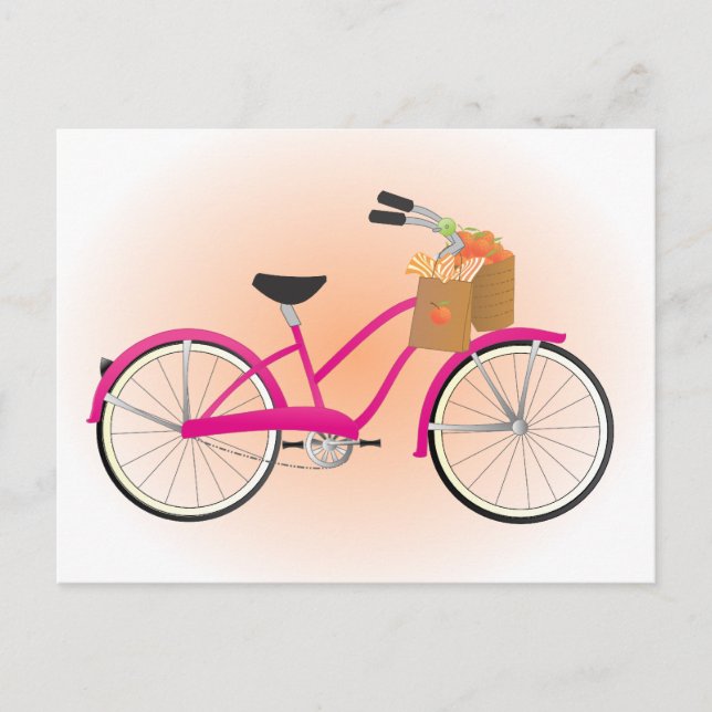 Hot PInk Bicycle with Oranges Postcard (Front)