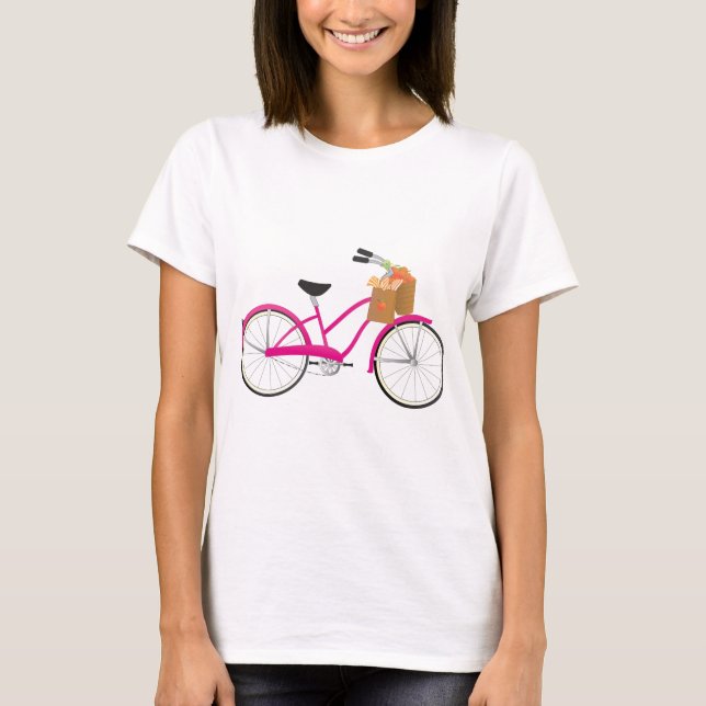 Hot PInk Bicycle with Oranges T-Shirt (Front)