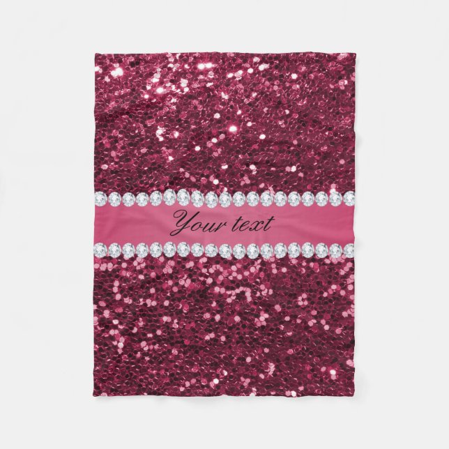 Hot Pink Big Faux Glitter and Diamonds Fleece Blanket (Front)
