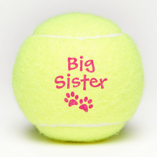 Hot Pink Big Sister Pet Dog Cat Toy Tennis Balls