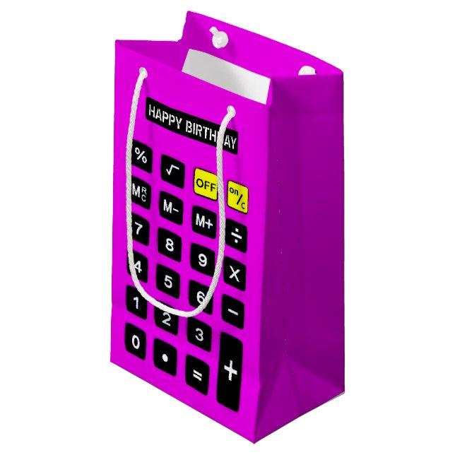 Hot Pink Birthday Calculator  Small Gift Bag (Front Angled)