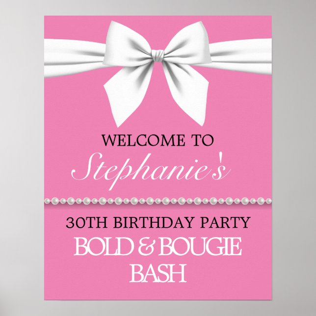 Hot Pink Birthday Party Bridal Shower Welcome Sign (Front)
