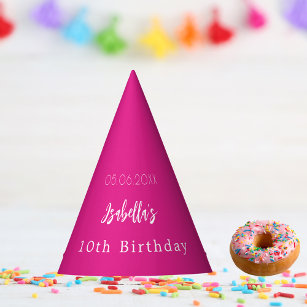 Hot pink birthday party girl party hat