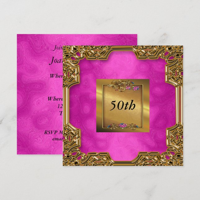 Hot Pink Birthday Party Invitations (Front/Back)