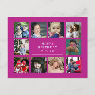 Hot Pink Birthday Photo Collage Birthday Postcard
