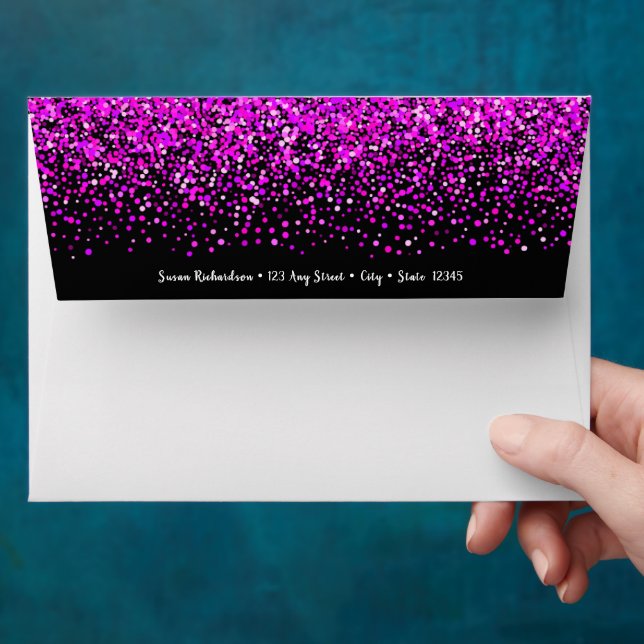 Hot pink black 50 fabulous birthday return address envelope (Hand)