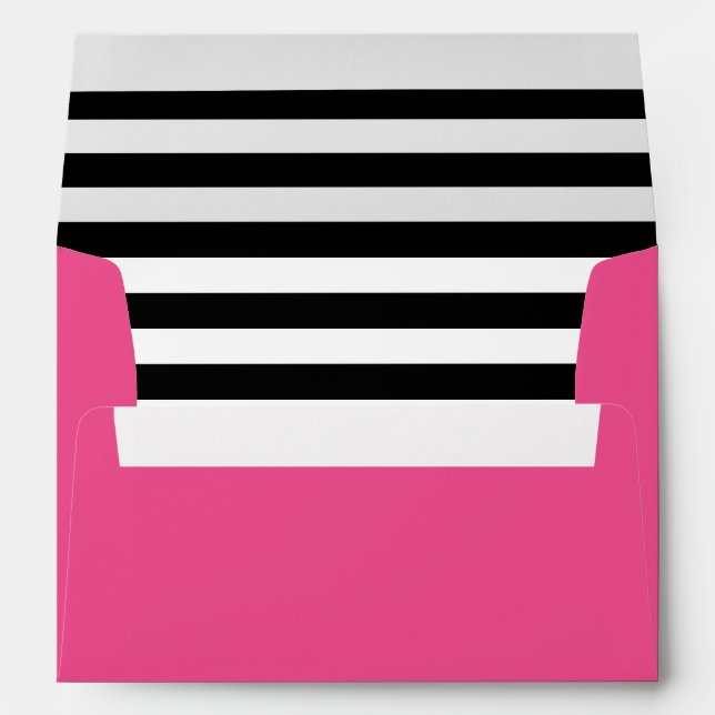 Hot Pink Black and White Stripes Liner Envelopes (Back (Bottom))