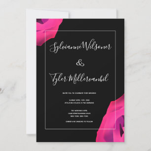 Hot Pink Black Bold Wedding Invitation