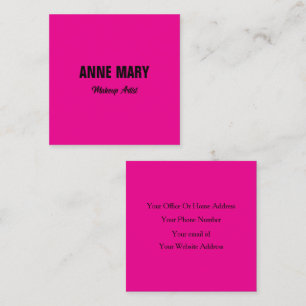 Hot Pink Black Bright Colorful Professional Girly Square Business Card