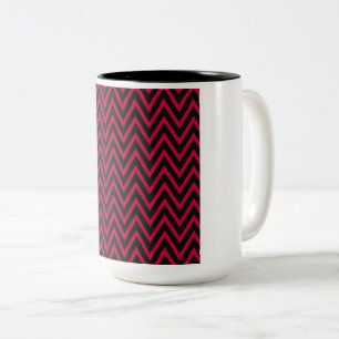 Hot Pink & Black Chevron – Electric Zigzag Pattern Two-Tone Coffee Mug