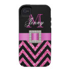 HOT PINK BLACK CHEVRON GLITTER GIRLY