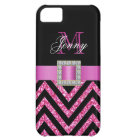 HOT PINK BLACK CHEVRON GLITTER GIRLY