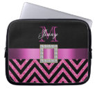 HOT PINK BLACK CHEVRON GLITTER GIRLY