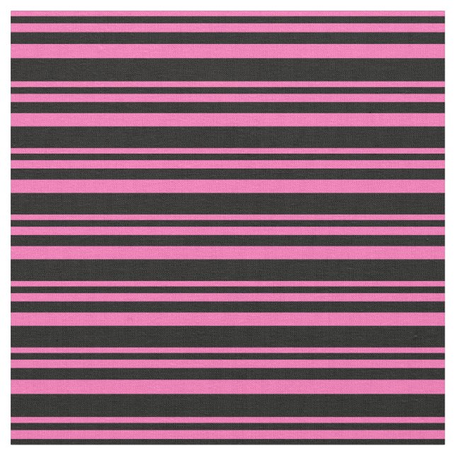Hot Pink & Black Coloured Lines Pattern Fabric (Close Up)