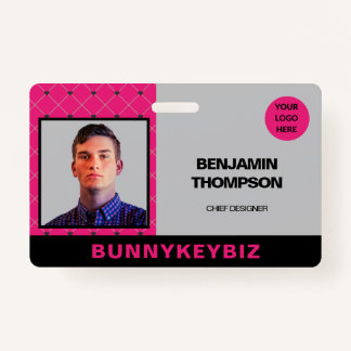 Hot Pink Black Corporate Company Employee ID  ID Badge