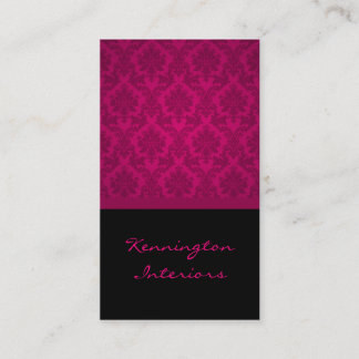 Hot Pink Black Damask Lace Business Cards