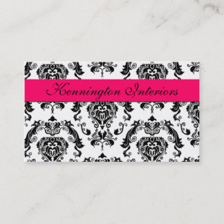 Hot Pink Black Damask Lace Business Cards