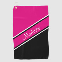 Hot Pink Black Diagonal Stripe Script Name